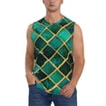 thumbnail image 1 of Haiem Men's Green Mosaic Glass Print Tank Tops Summer Sleeveless Cut Off Workout T-Shirts Fitness Vest Athletic Undershirts-Large, 1 of 8