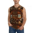 thumbnail image 1 of Haiem Men's Log Cabin Inside Print Tank Tops Summer Sleeveless Cut Off Workout T-Shirts Fitness Vest Athletic Undershirts-Small, 1 of 8