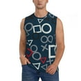 thumbnail image 1 of Haiem Men's Navy Blue Geometric Print Tank Tops Summer Sleeveless Cut Off Workout T-Shirts Fitness Vest Athletic Undershirts-Large, 1 of 8