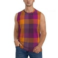 thumbnail image 1 of Haiem Men's Purple Yellow Buffalo Plaid Print Tank Tops Summer Sleeveless Cut Off Workout T-Shirts Fitness Vest Athletic Undershirts-X-Large, 1 of 8