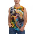 thumbnail image 1 of Haiem Men's Sunflower Turtle Print Tank Tops Summer Sleeveless Cut Off Workout T-Shirts Fitness Vest Athletic Undershirts-X-Large, 1 of 8