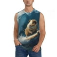 thumbnail image 1 of Haiem Men's Surfing Guinea Pig Print Tank Tops Summer Sleeveless Cut Off Workout T-Shirts Fitness Vest Athletic Undershirts-Medium, 1 of 8