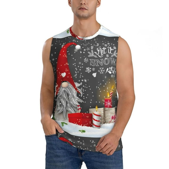 Haiem Men's Traditional Scandinavian Dwarf Print Tank Tops Summer Sleeveless Cut Off Workout T-Shirts Fitness Vest Athletic Undershirts-Large