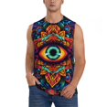 thumbnail image 1 of Haiem Men's Vibrant Psychedelic Eye Print Tank Tops Summer Sleeveless Cut Off Workout T-Shirts Fitness Vest Athletic Undershirts-XX-Large, 1 of 8