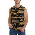 thumbnail image 1 of Haiem Men's Yellow Excavator Print Tank Tops Summer Sleeveless Cut Off Workout T-Shirts Fitness Vest Athletic Undershirts-Small, 1 of 8