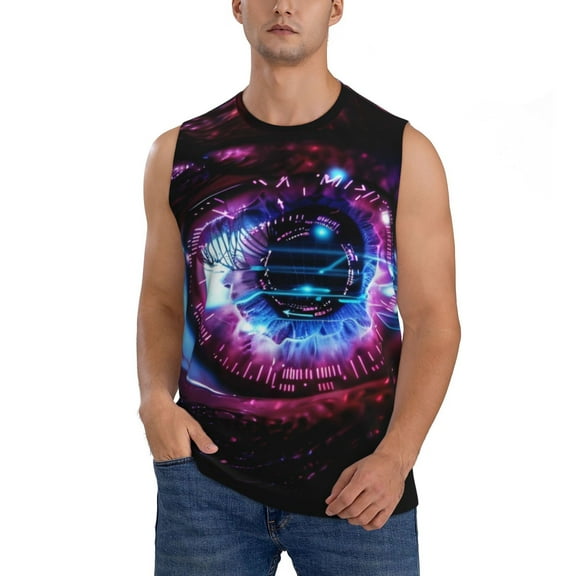 Haiem Men's v Print Tank Tops Summer Sleeveless Cut Off Workout T-Shirts Fitness Vest Athletic Undershirts-Small