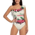 thumbnail image 1 of Haiem Merry Christmas 1 Women's One Piece Swimsuits Tummy Control One Shoulder Bathing Suits Ruffle Swimwear-XX-Large, 1 of 8