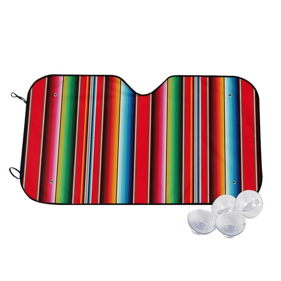 Haiem Mexican Serape Blanket Stripes Car Windshield Sun Shade - Blocks UV Rays Sun Visor Protector, Sunshade to Keep Your Vehicle Cool, Universal Fit SUV Van Sedan-Small