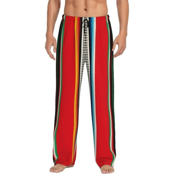 Haiem Mexican Serape Blanket Stripes Men's Pajama Pants Ultra Lightweight Pjs Bottoms Sleepwear Bottom Pants with Pocket Drawstring-X-Large
