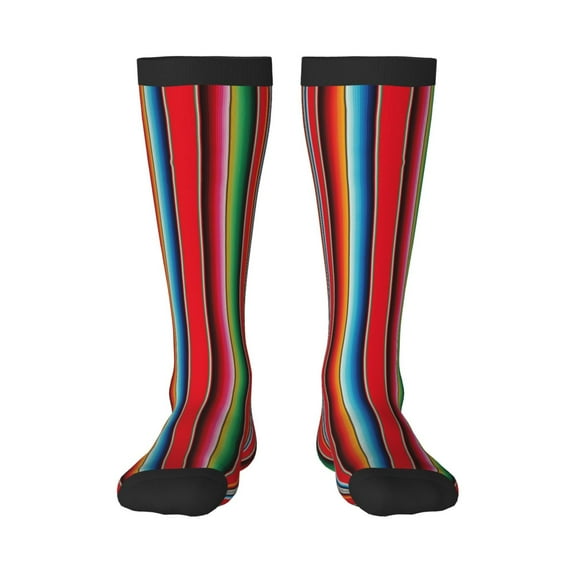 Haiem Mexican Serape Blanket Stripes Socks, Funny Novelty Crazy Design Cotton Socks Sports Socks Knee High Socks For Men, Women,1Pairs - Gift For Working Friends
