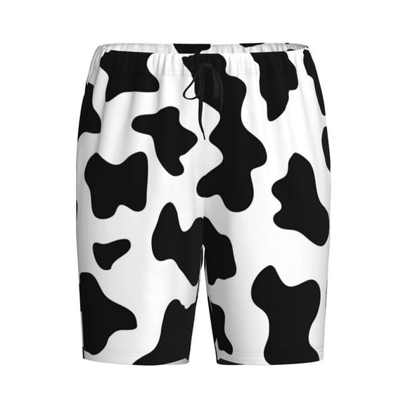 Haiem Milk Cow Men's Pajama Short with Soft Woven Cotton Elastic Waistband Sleep Short-Large