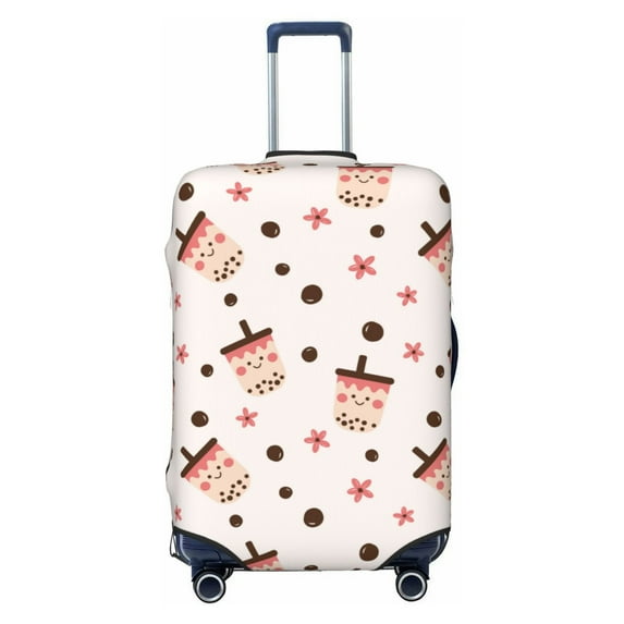 Haiem Milk Tea Luggage Cover Printed Suitcase Covers for Luggage Elastic Washable Suitcase Protector Fits 18-32 Inch Luggage-Medium