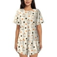 thumbnail image 1 of Haiem Milk Tea Pattern Pajama Set for Women 2 Piece Lounge Set Short Sleeve Tops and Shorts Soft Sleepwear-4X-Large, 1 of 7
