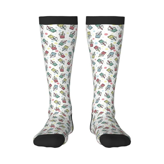 Haiem Milk Tea Socks, Funny Novelty Crazy Design Cotton Socks Sports Socks Knee High Socks For Men, Women,1Pairs - Gift For Working Friends