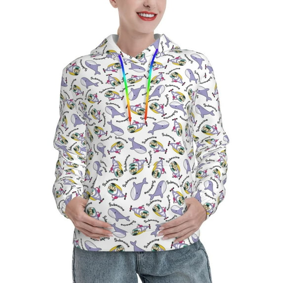 Haiem Monkey Submarine Captain for Women's Fashion Hoodies & Sweatshirts with Kangaroo Pocket,Hooded Sweatshirt with Eye-catching Drawstrings-Large