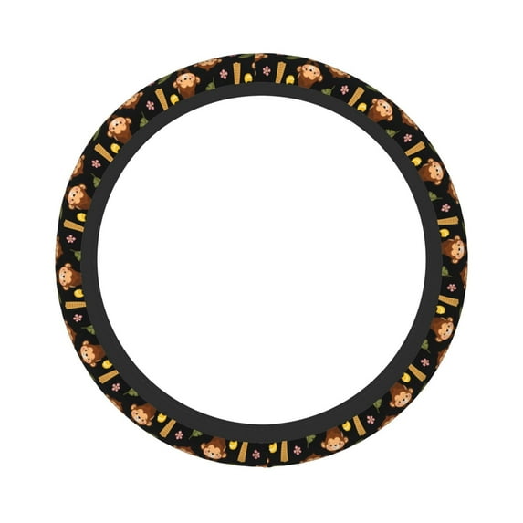 Haiem Monkeys Swinging from Palms Print Steering Wheel Cover 15 Inches for Women Men, Neoprene Anti-Slip Steering Wheel Grip Wrap Car Accessories Protective Case Cover for Vehicle Truck SUV