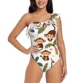 thumbnail image 1 of Haiem Monkeys Swinging from Palms Women's One Piece Swimsuits Tummy Control One Shoulder Bathing Suits Ruffle Swimwear-X-Large, 1 of 8