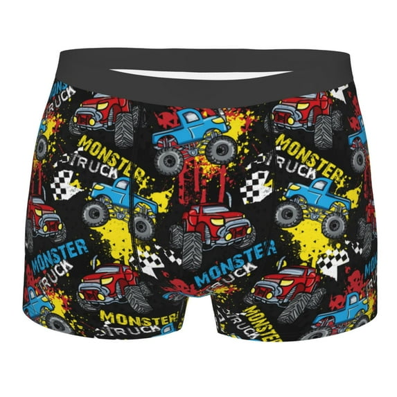 Haiem Monster Car Men's Boxer Briefs, Every Day Comfort Stretch Cotton Moisture-Wicking Underwear-Medium