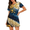 thumbnail image 1 of Haiem Moonlit Golden Tree Peacock Print Women’s Short-sleeved Nightdress – Comfortable and Loose-Fit Sleepwear, Soft Cotton Sleep Shirt for Relaxing, Casual Nightdress, 1 of 6