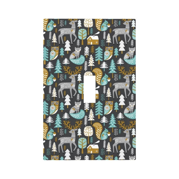 Haiem Moose Squirrel owls tree Pattern Decorative Wall Plates, 1-Gang 5.0" x3.0", Unbreakable Thermoplastic Faceplate Cover for Decorator Receptacle Outlet & Switch-Style T