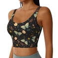 thumbnail image 1 of Haiem Moth And Flowers Pattern Womens Sports Bra - U Neck Padded Low Impact Yoga Bra Workout Crop Top Gym Moisture-Wicking Workout Vest -XX-Large, 1 of 9