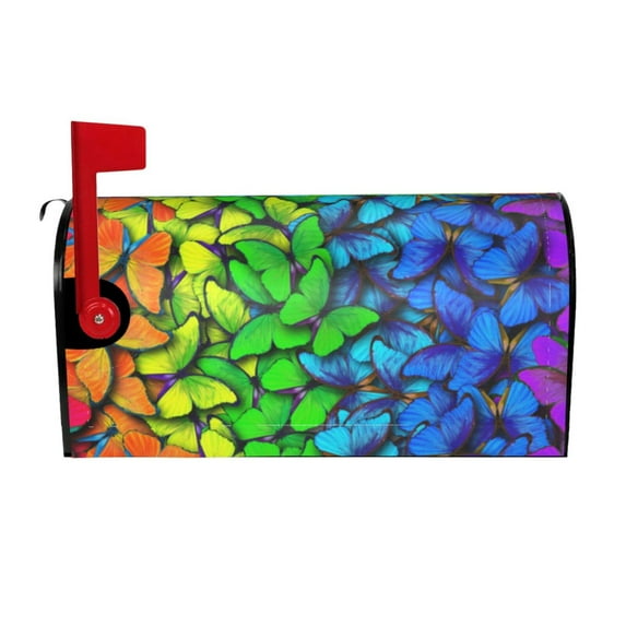 Haiem Multicolored Butterflies Mailbox Covers Magnetic ,Mailbox Wraps Post Letter Box Cover for Holiday Garden Yard Decor-21x18 in