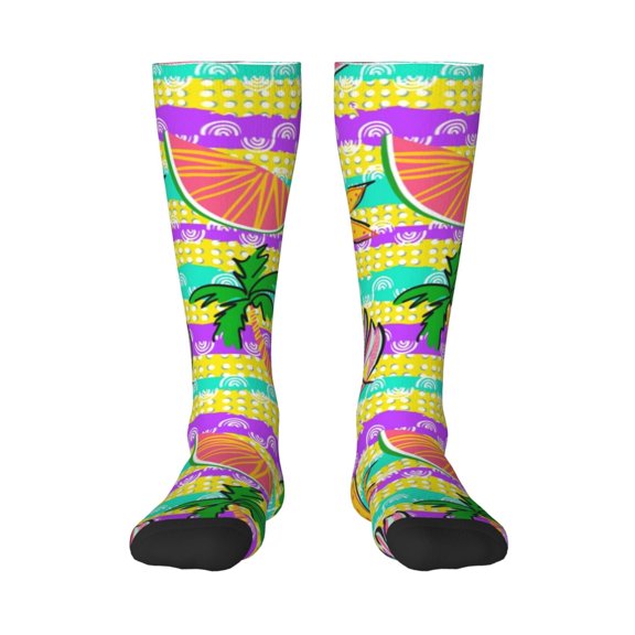 Haiem Multicolored Tropical Socks, Funny Novelty Crazy Design Cotton Socks Sports Socks Knee High Socks For Men, Women,1Pairs - Gift For Working Friends