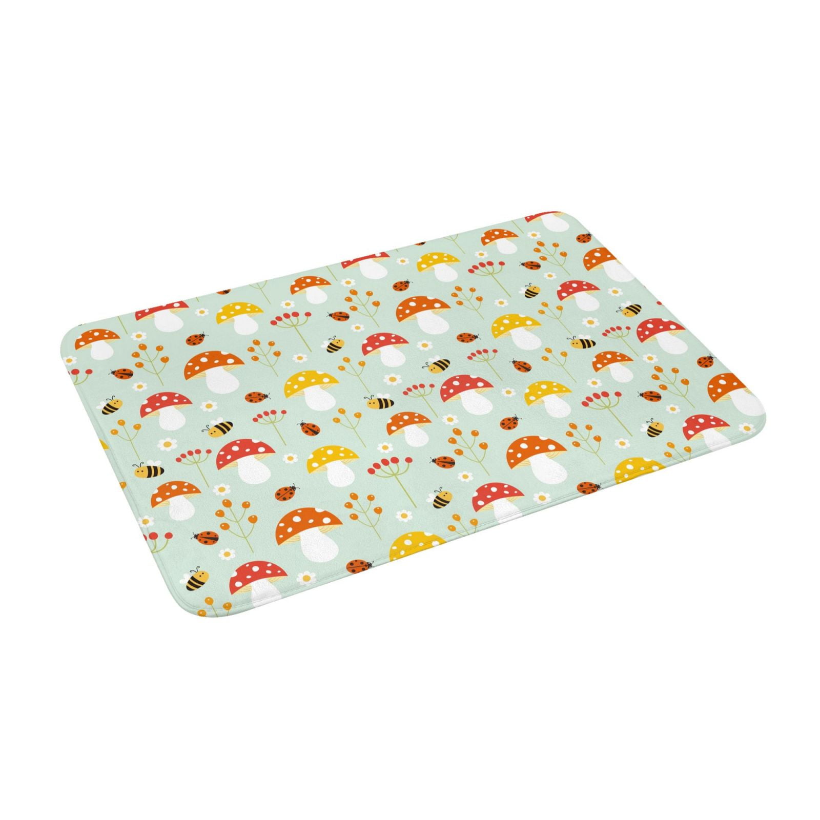 Haiem Mushroom Bee Front Door Mat Indoor Outdoor Entrance, Waterproof AllSeason, AllWeather