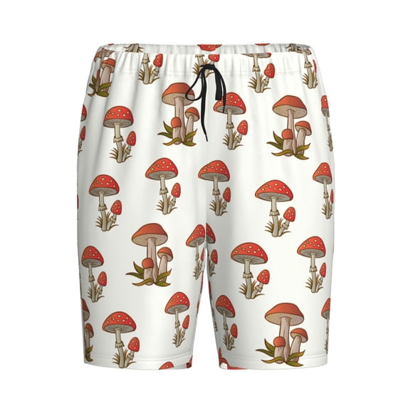 Haiem Mushroom Men's Pajama Short with Soft Woven Cotton Elastic Waistband Sleep Short-Medium