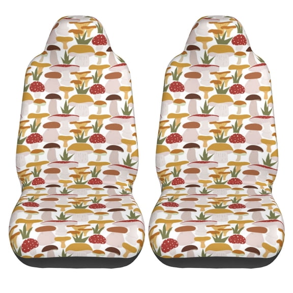 Haiem Mushroom Printed Car Seat Covers Set of 2, Universal Fit Car Seat Covers,Protective Seat Covers,Comfortable Car Seat Covers, Easy Installation Seat Covers, Vehicle Seat Covers