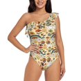 thumbnail image 1 of Haiem Mushrooms And Rainbows Peace Women's One Piece Swimsuits Tummy Control One Shoulder Bathing Suits Ruffle Swimwear-XX-Large, 1 of 8