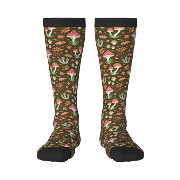 Haiem Mushrooms and Autumn Socks, Funny Novelty Crazy Design Cotton Socks Sports Socks Knee High Socks For Men, Women,1Pairs - Gift For Working Friends