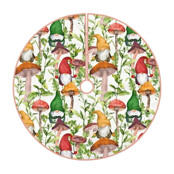 Haiem Mushrooms Gnomes Pattern Christmas Tree Skirt Merry Christmas Party Christmas Tree Decoration,New Year Decorations-48"