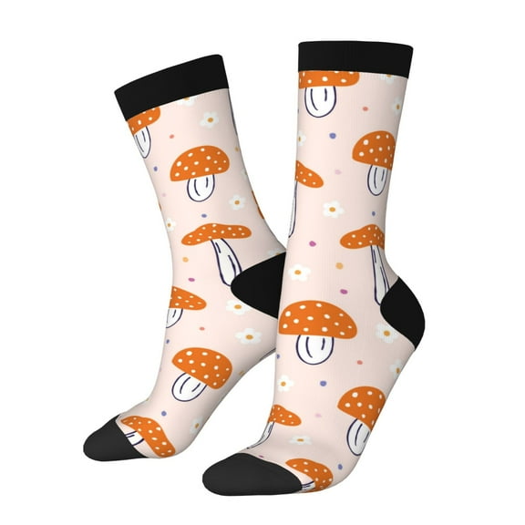 Haiem Mushrooms Pattern Crew Socks – Soft & Durable Moisture-wicking Socks, Stay-Up Fit for Business, Work, and Casual Wear Size 5-11