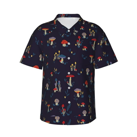 Haiem Mushrooms3 Printed Hawaiian Shirt for Men - Men’s Casual Beach Summer Shirts - Stretch Fabric with Modern Fit-XX-Large