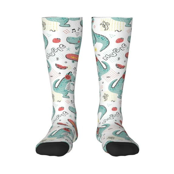 Haiem Music Lover Dinosaur Socks, Funny Novelty Crazy Design Cotton Socks Sports Socks Knee High Socks For Men, Women,1Pairs - Gift For Working Friends