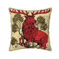 thumbnail image 1 of Haiem Mythical Red Stag Illustration Print Velvet Soft Solid Decorative Square Throw Pillow Covers Set with Elegant Piping Christmas Cushion Case for Sofa Bedroom Car-18"x18", 1 of 8