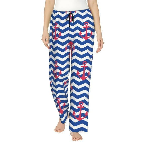 Haiem Nautical Anchors Women's Pajama Pants Ultra Lightweight Pjs Bottoms Sleepwear Bottom Pants With Pocket Drawstring-Small