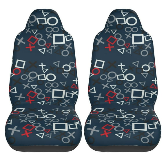 Haiem Navy Blue Geometric Printed Car Seat Covers Set of 2, Universal Fit Car Seat Covers,Protective Seat Covers,Comfortable Car Seat Covers, Easy Installation Seat Covers, Vehicle Seat Covers