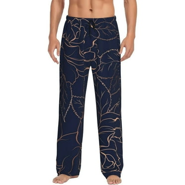 Haiem Navy Dark Blue Men's Pajama Pants Ultra Lightweight Pjs Bottoms Sleepwear Bottom Pants with Pocket Drawstring-Small