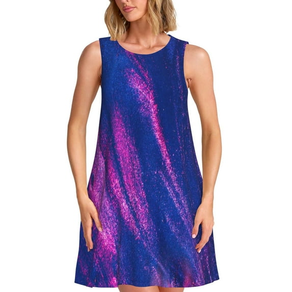 Haiem Neon Gradient Blue for Women’s Summer Dresses – Casual Sleeveless Tank Loose Sundress, Lightweight Beach Dress