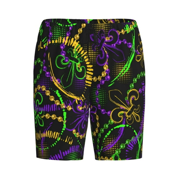Haiem Neon Mardi Gras Men's Pajama Short with Soft Woven Cotton Elastic Waistband Sleep Short-XX-Large