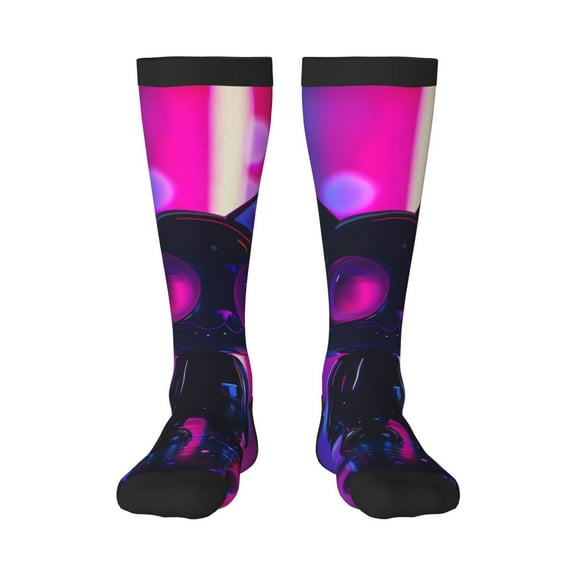 Haiem Neon Toy Cat Reflections Socks, Funny Novelty Crazy Design Cotton Socks Sports Socks Knee High Socks For Men, Women,1Pairs - Gift For Working Friends