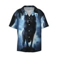 thumbnail image 1 of Haiem Night Scene of Wolves Men's Casual Shirts Short Sleeve Button Down Shirts Fashion Textured Summer Beach Shirt-XX-Large, 1 of 7