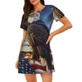 thumbnail image 1 of Haiem Night Sky Bald Eagle Print Women’s Short-sleeved Nightdress – Comfortable and Loose-Fit Sleepwear, Soft Cotton Sleep Shirt for Relaxing, Casual Nightdress, 1 of 6