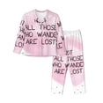 thumbnail image 1 of Haiem Not All Those Who Wander Are Lost Pattern Women’s Long-sleeve Sleepwear,Sleepwear Set,2-piece Loungewear Set,Soft PJs Comfy Nightwear with Pockets-Large, 1 of 7