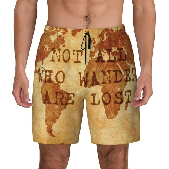 Haiem Not All Those Who Wander Are Lost2 Men'S Quick-Dry Swim Trunks: Comfortable Beach Shorts With Mesh Lining And Pockets - Ideal For Swimming And Sunbathing Small