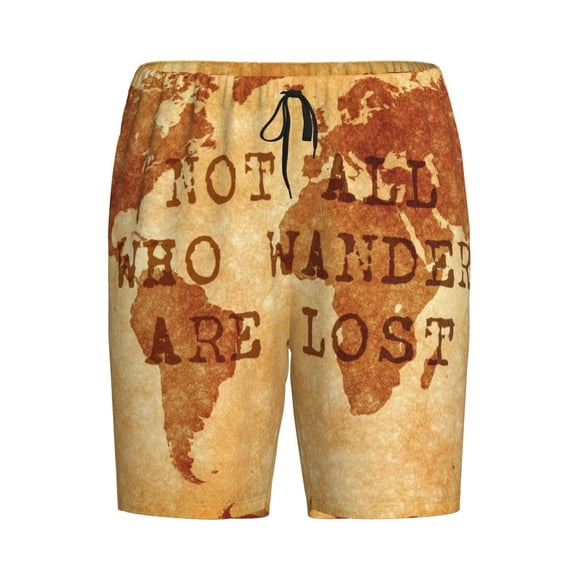 Haiem Not All Those Who Wander Are Lost2 Men's Pajama Short with Soft Woven Cotton Elastic Waistband Sleep Short-Large