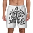 thumbnail image 1 of Haiem Not All Who Wander Are Lost2 Mens Swim Trunks with Compression Liner 2 in 1 Swimming Shorts Stretch Swimwear Quick Dry,Board Shorts-XX-Large, 1 of 9