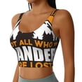 thumbnail image 1 of Haiem Not All Who Wander Are Lost4 Pattern Womens Sports Bra - U Neck Padded Low Impact Yoga Bra Workout Crop Top Gym Moisture-Wicking Workout Vest -Small, 1 of 9